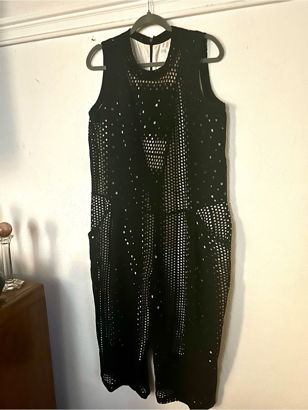 ASOS Sleeveless Black Laser-Cut Cropped Jumpsuit Size M